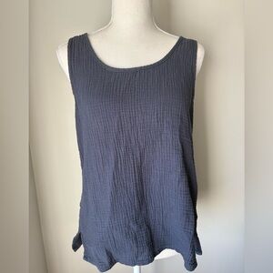 Cable & Gauge Navy Blue Cotton Tank Top Scoop Neck Medium